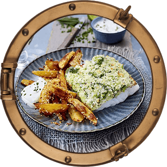 SCHLEMMER-FILET MIT SPICY SESAM-KARTOFFELN UND LIMETTENQUARK