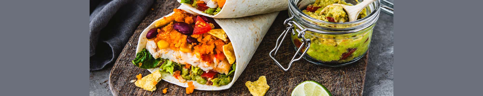 Mexicana Fisch Burrito-mit cremiger Guacamole und knusprigen Tortillas