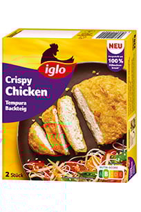 Produktverpackung iglo Crispy Chicken Tempura Backteig
