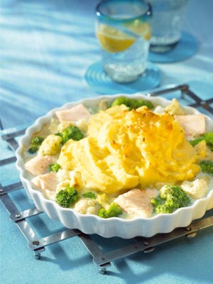 Fischgratin mit Püreehaube
