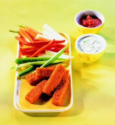 Fischstäbchen und Gemüsesticks