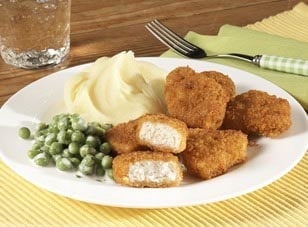 Gold Nuggets mit Kartoffelpürree