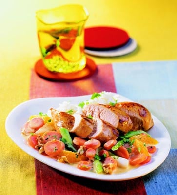 Hähnchenbrust mit Möhrengemüse