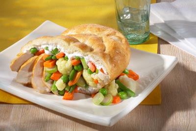 Hühnchen und Gemüse im Fladenbrot