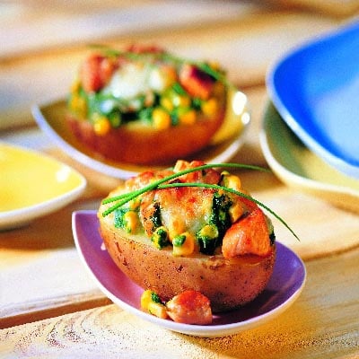 Ofen-Kartoffeln mit Spinat-Haube