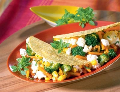 Tacoshells mit Gemüse