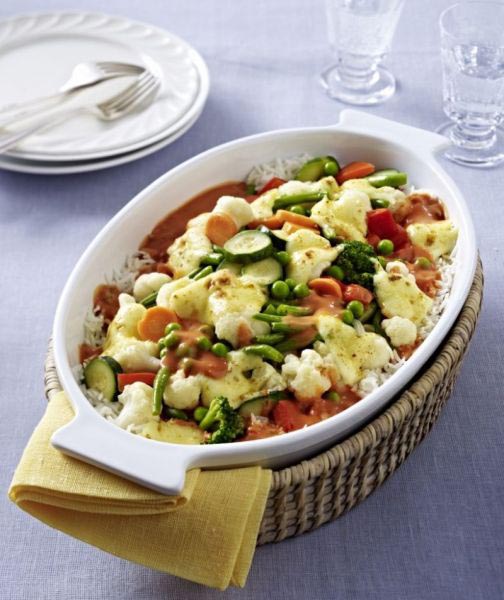 Reis Gemüse Bolognese überbacken