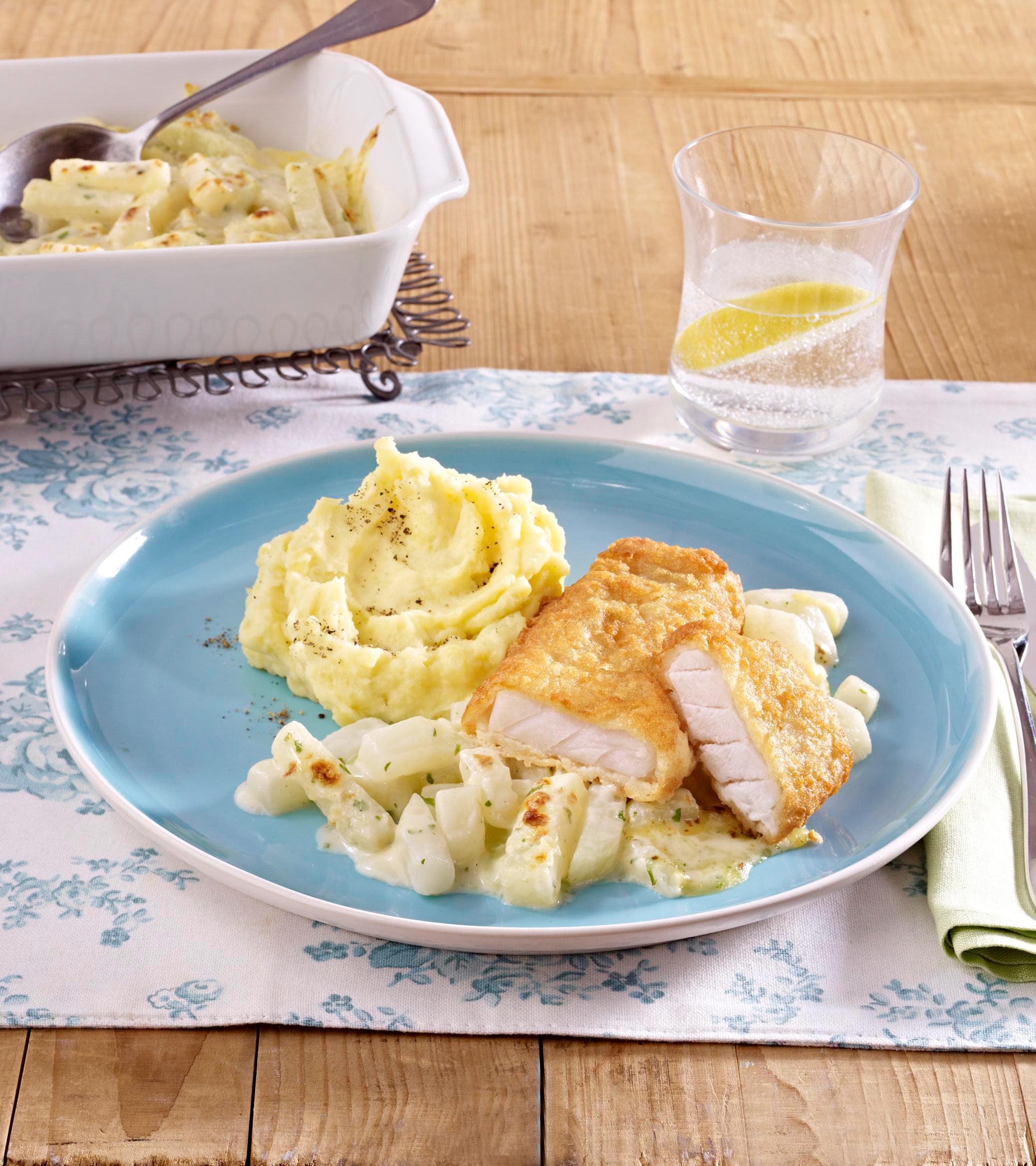 Filegro mit gratiniertem Kohlrabi