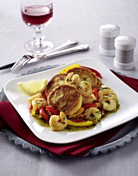 Kartoffeltaler mit Garnelen