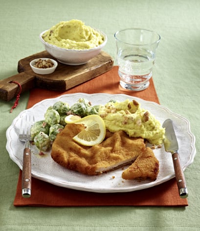 Landschnitzel mit Rosenkohl