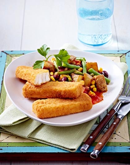 Fischstäbchen mit Western Kartoffeln