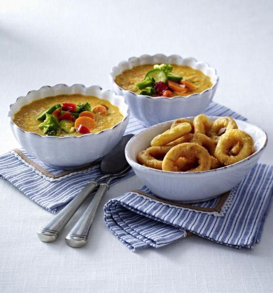 Tomaten Gemüsesuppe mit Calamares