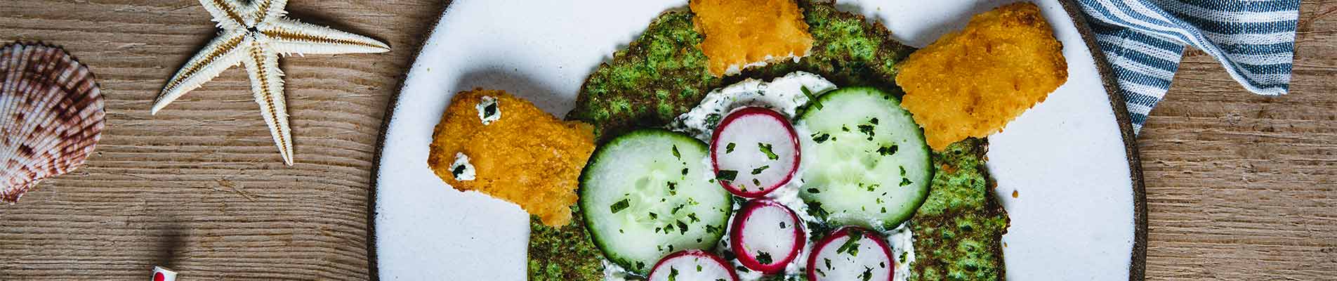 Grüne Fischstäbchen Crepes