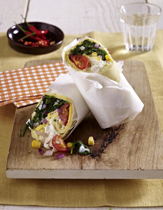 wrap mit manchego kaese und blattspinat